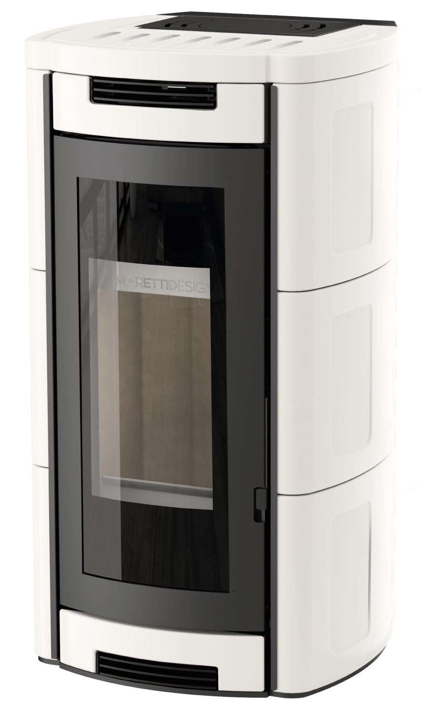 Stufa a legna ALADINO WOOD Moretti Design in ceramica bianca