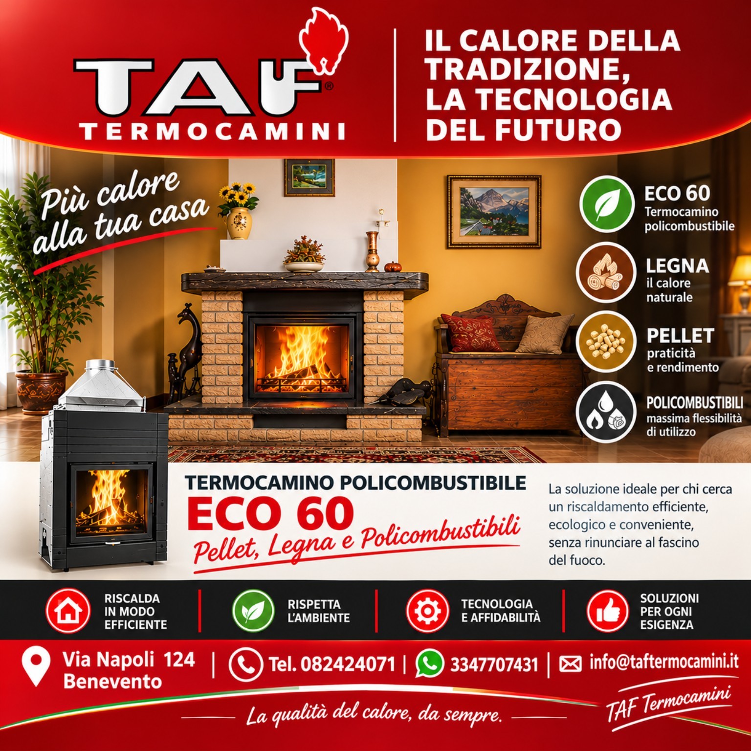 TAF Termocamini e termocamino ECO 60 policombustibile