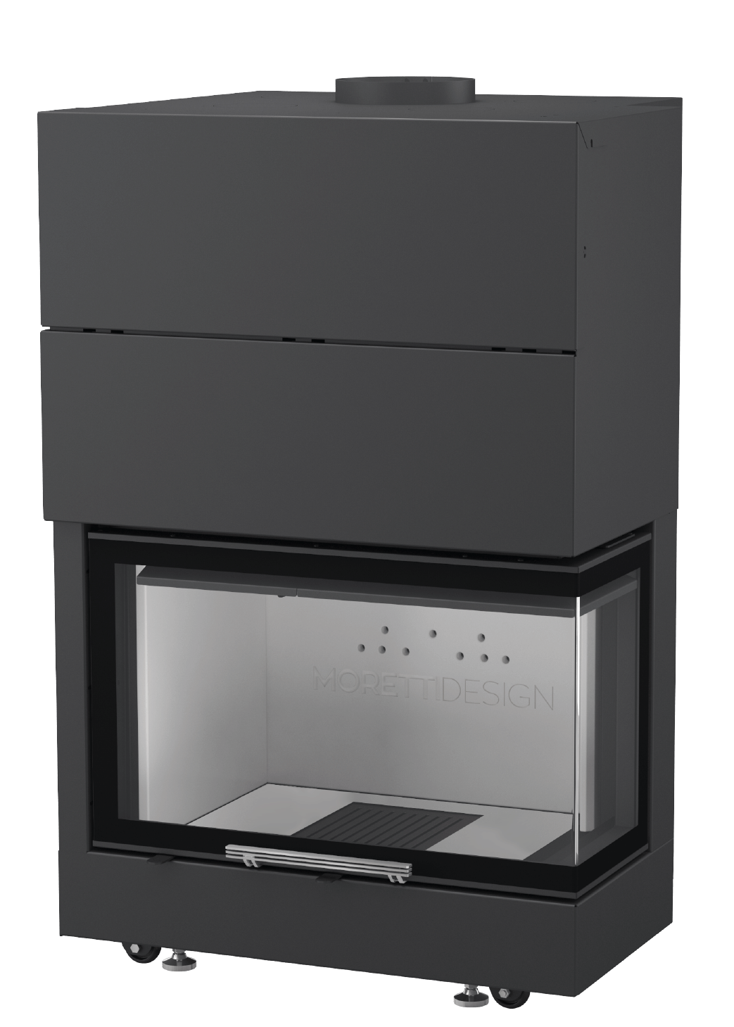 Focolare a legna Moretti Design LATODESIGN 60 DX con vetro angolare destro