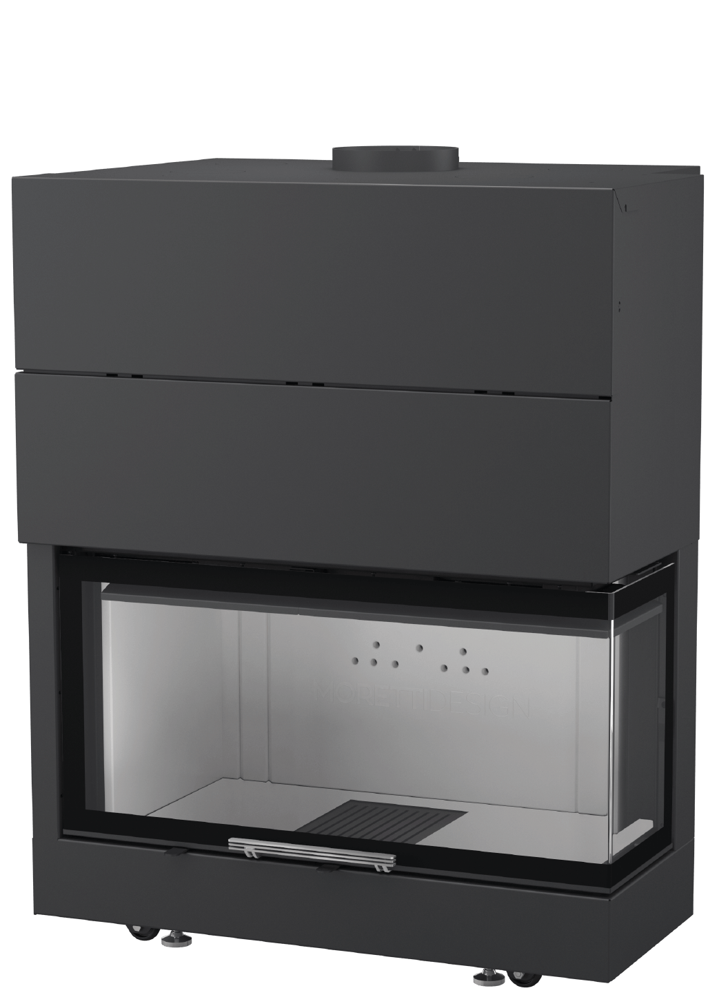 Focolare a legna Moretti Design LATODESIGN 90 DX con vetro angolare destro