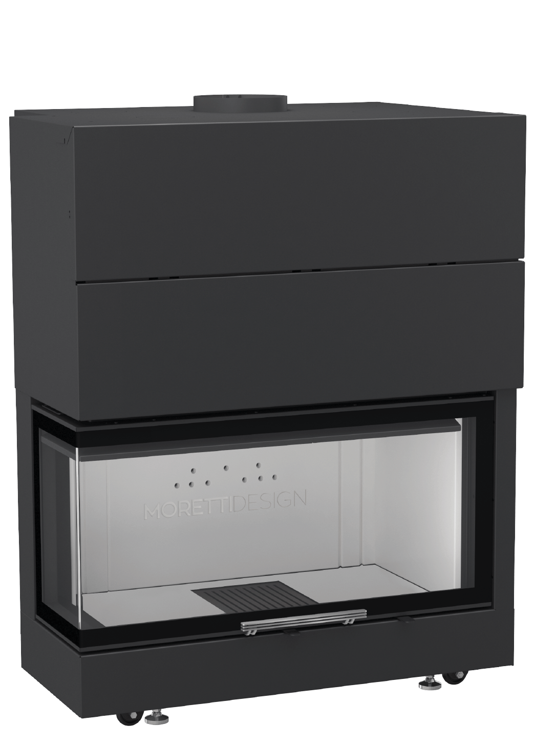 Focolare a legna Moretti Design LATODESIGN 90 SX con vetro angolare sinistro
