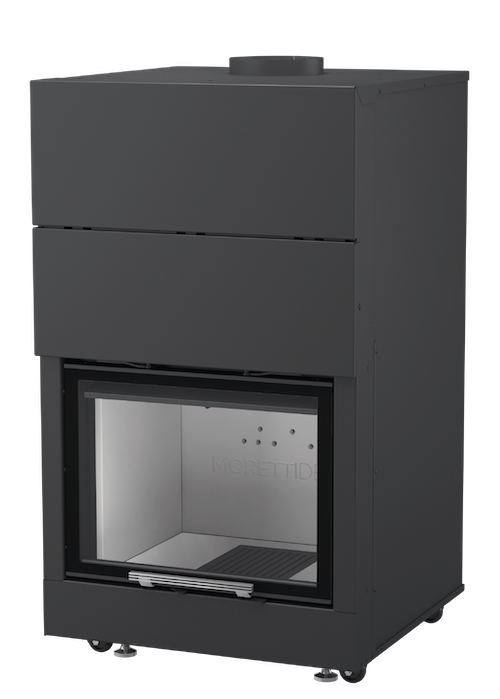Focolare a legna Moretti Design MONODESIGN 60 con frontale vetrato e interno bianco